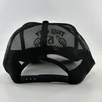 THIS GUY IS HORNY Mesh Black Trucker SnapBack Cap Hat Custom Embroidered ￼