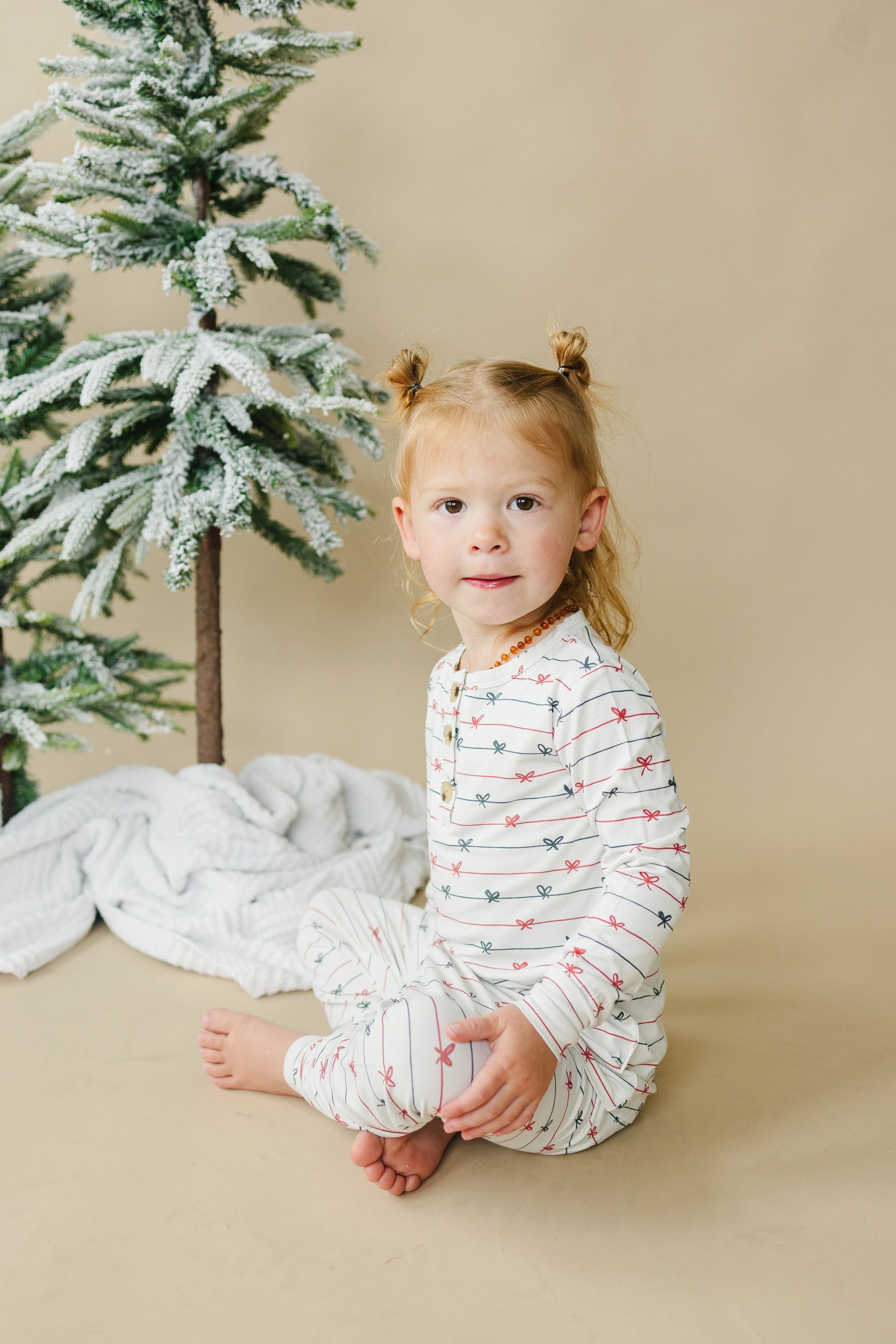 Tied with a Bow Christmas 2pc Henley Bamboo Pajamas - BIG FRENCHIES