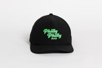 Philly Philly Dad Performance Hat - Black w/ Kelly Green Letters