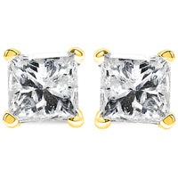 14K Yellow Gold 3/8 Cttw Princess-Cut Square Near Colorless Diamond Classic 4-Prong Solitaire Stud Earrings (J-K Color, SI1-SI2 Clarity)