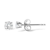AGS Certified 14K White Gold 1.0 Cttw 4-Prong Set Brilliant Round-Cut Solitaire Diamond Push Back Stud Earrings (G-H Color, SI2-I1 Clarity)