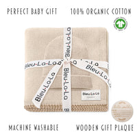 Luxe Collection 100% Organic Cotton Luxury Knit Baby Blanket + Hat Set with Gift Box