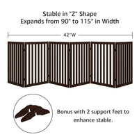 Freestanding Wooden Pet Gate – Multi-Size Folding Dog Gate, 30-Second Setup, No Wall Mounting, Espresso
