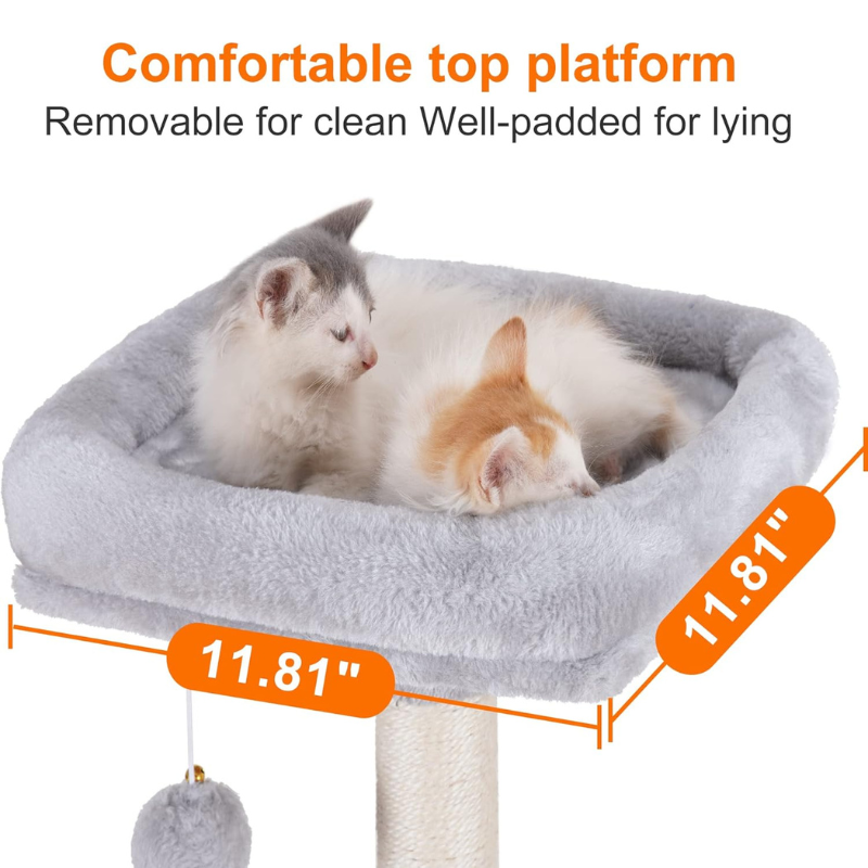 Heybly Small Cat Tree with Hammock – Compact Cat Tower & Furniture for Indoor Cats - BIG FRENCHIES