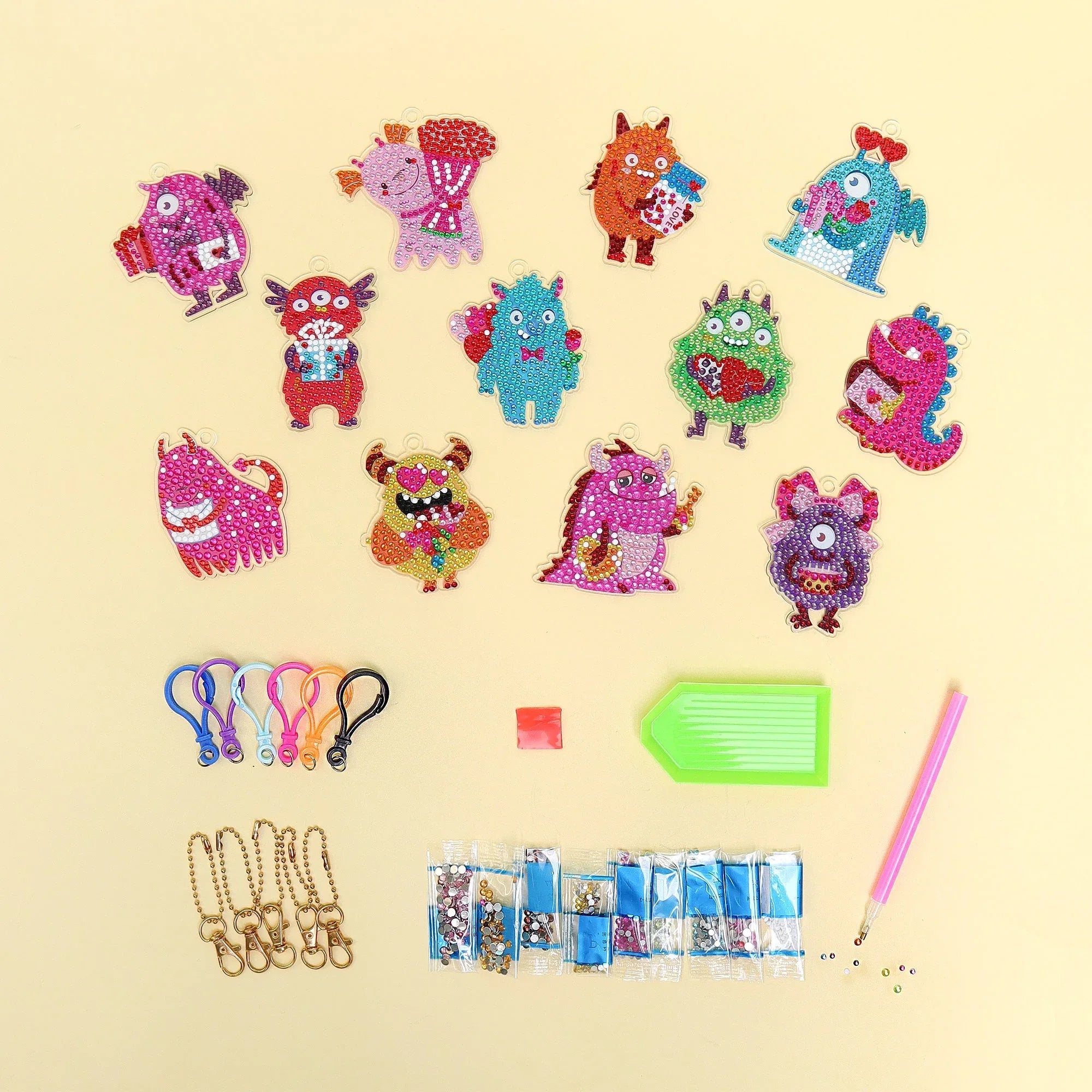Adorable Keychains Diamond Art Kit – Monsters (Set of 15) - BIG FRENCHIES