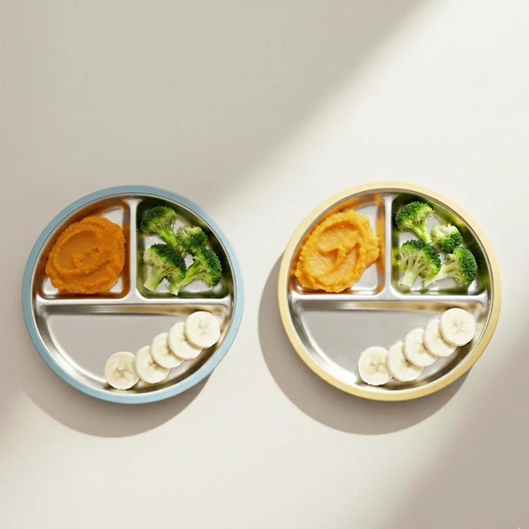 Stainless Steel Plate Set of 2 (Butter Yellow & Baby Blue) - BIG FRENCHIES