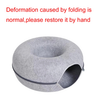 Felt Donut Cat Bed with Tunnel and Hideaway - BIG FRENCHIES