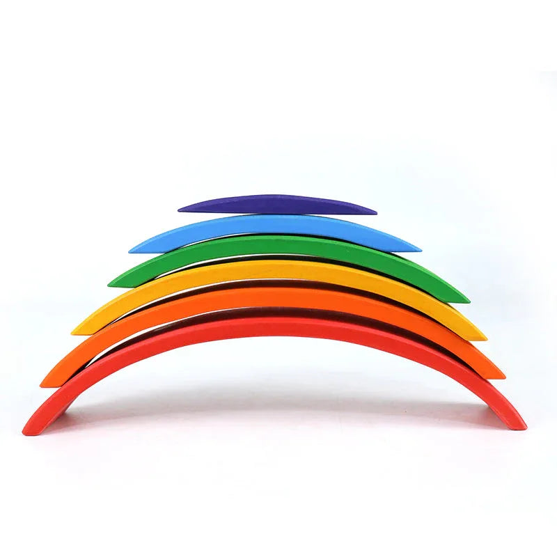 6 Pcs Wooden Rainbow Bridge Stacking Building Blocks - BIG FRENCHIES