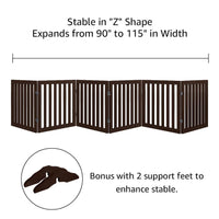 Freestanding Wooden Pet Gate – Multi-Size Folding Dog Gate, 30-Second Setup, No Wall Mounting, Espresso