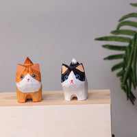 Hand-Carved Wooden Cats, Personalized Gift for Cat Lovers - BIG FRENCHIES