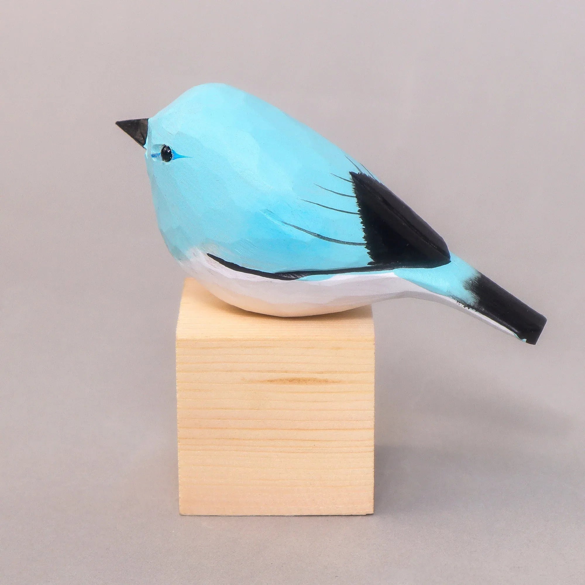 Hand-Carved Wooden Bird Figurine – Blue - BIG FRENCHIES