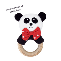 Baby Rattle in High-Contrast Black, White, Red (Beechwood) - BIG FRENCHIES