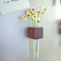 Mini Vase Magnets – Set of 2 – Beech & Walnut Wood – Decorative Fridge Magnets for Small Flowers or Greenery - BIG FRENCHIES