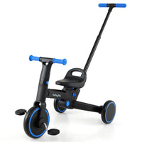 4-in-1 Foldable Toddler Tricycle with Push Handle with Adjustable Seat