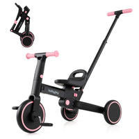 4-in-1 Foldable Toddler Tricycle with Push Handle with Adjustable Seat