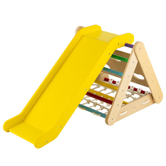 4 in 1 Triangle Climber Toy with Sliding Board and Climbing Net-Multicolor - BIG FRENCHIES