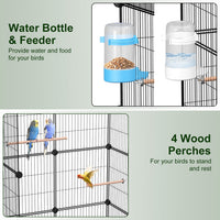 1Pc 46in Bird Cage Spacious Indoor Pet Bird House With 4 Wooden Perches 2 Slide-Out Tray 2 Water Bottle Feeder Lockable 