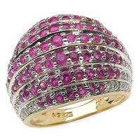14K Yellow Gold Plated 2.94 Carat Genuine Ruby & White Topaz .925 Sterling Silver Ring