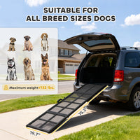 Dog Car Ramp, 75" x 20" Extra Long and Wide, Non-Slip Surface, Folding Portable Pet Ramp for Large, Small & Senior Dogs