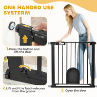 30"-32" Extra Wide Pet Gate Barrier with Small Door, 30"H Dog Gate with Safety Gate Barrier, Stair Pressure Fit, Black