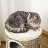 28 Inch Cat Condo, 3 Story Cat Hideaway with Sisal Scratching Pad