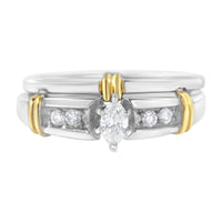 14K Yellow and White Gold 1/3 Cttw Marquise Diamond Cocktail Engagement Ring Set (H-I Color, SI1-SI2 Clarity) - Size 7