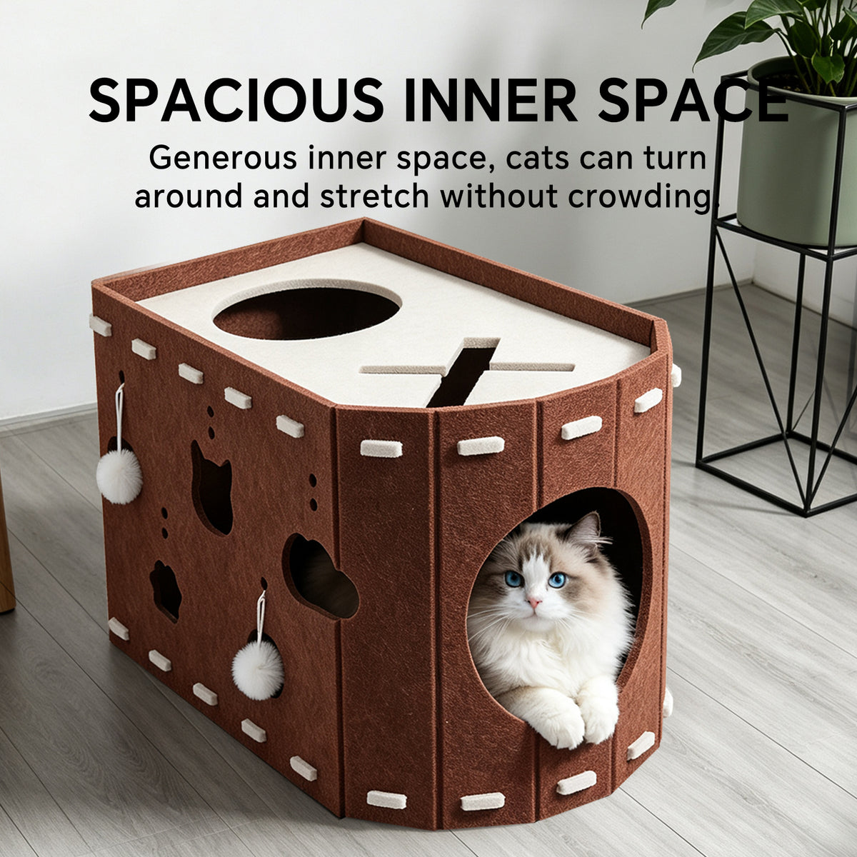 X-shaped Cat Bed - Dark Brown And Light Brown Colors