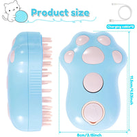 Rechargeable Steam Cat Brush, Cute Paw Shape Pet Steamer Grooming Brush With Soft Silicone Teeth For Dog Cat Massage, Sh