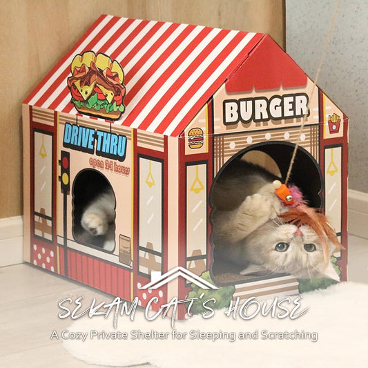Cardboard Cat House with Scratcher - BIG FRENCHIES