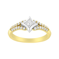 10K Two Tone Color 1/2 Cttw Diamond Kite and Split Shank Ring (H-I Color,SI2-I1 Clarity)