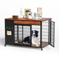 38in Dog Crate Furniture - Dog Crate With DIY Frame, Sliding Door Indoor Kennel, Wooden Dog Cage End Table, For Medium-L