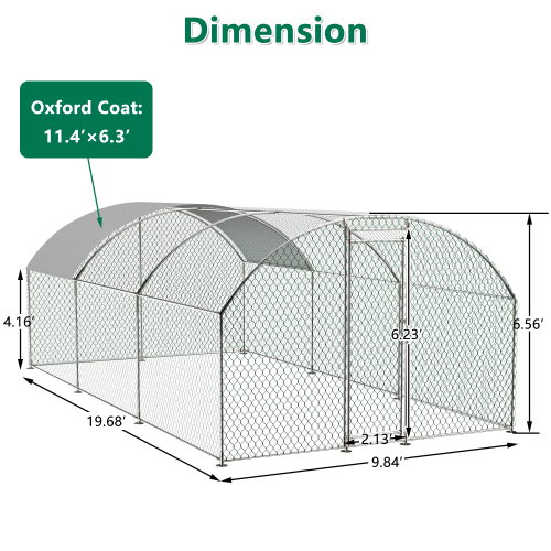 Large Chicken Coop Metal Chicken Track With Waterproof And UV Cover, Dome Shape Walk-In Fence Chicken Coop For Outdoor A