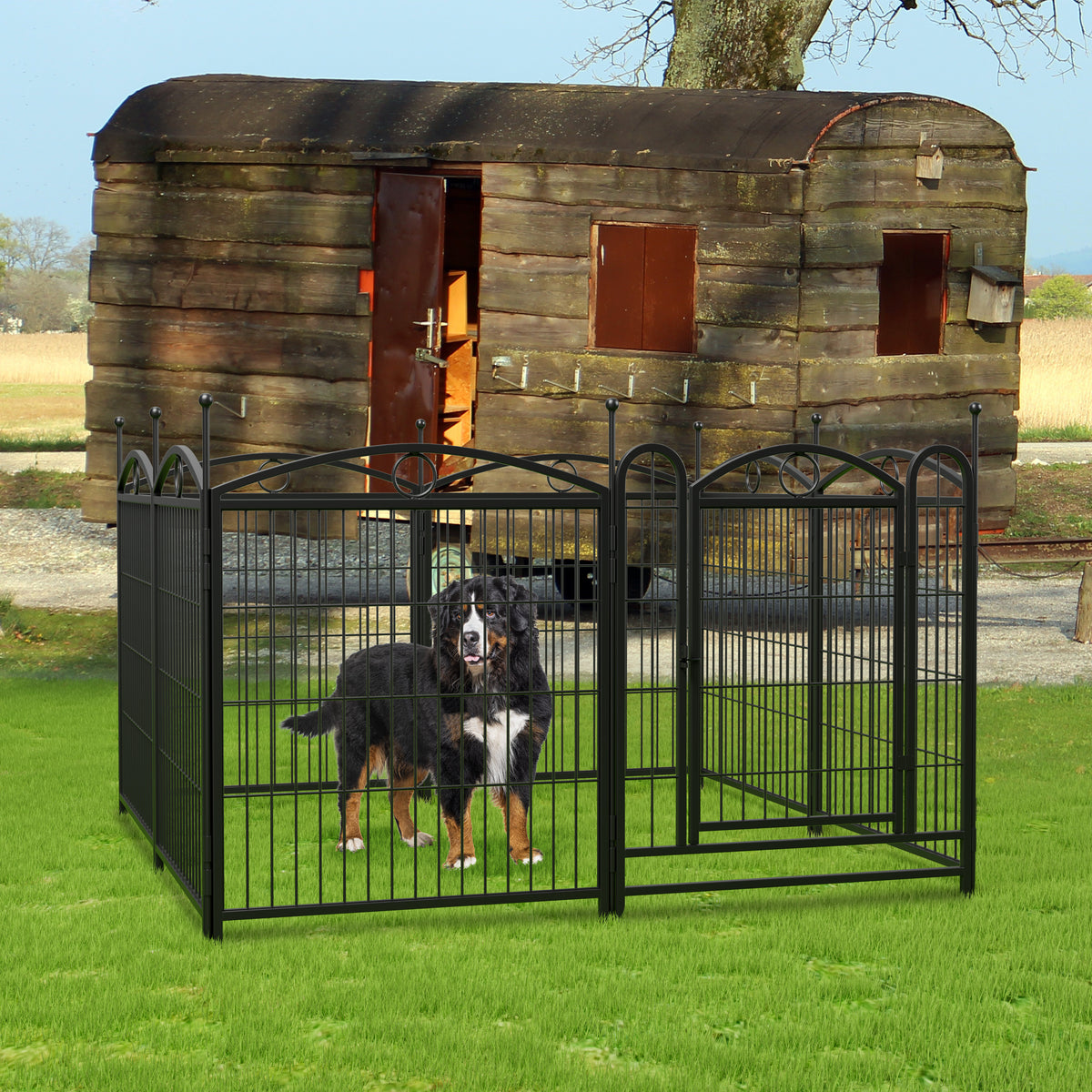 Dog Playpen Indoor 32 inch 8 Panels Metal Dog Pen Pet Dog Fence Outdoor Exercise Pen with Doors, Heavy Duty Dog Fence Pu
