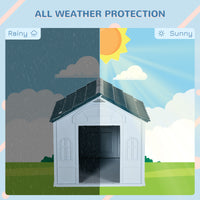 Plastic Dog House for Medium and Small Dogs, Water Resistant Puppy Shelter Indoor Outdoor with Door, Easy to Assemble, B