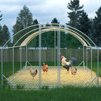Large Chicken Coop Metal Chicken Run With Waterproof And Anti-UV Cover, Dome Shaped Walk-in Fence Cage Hen House For Out