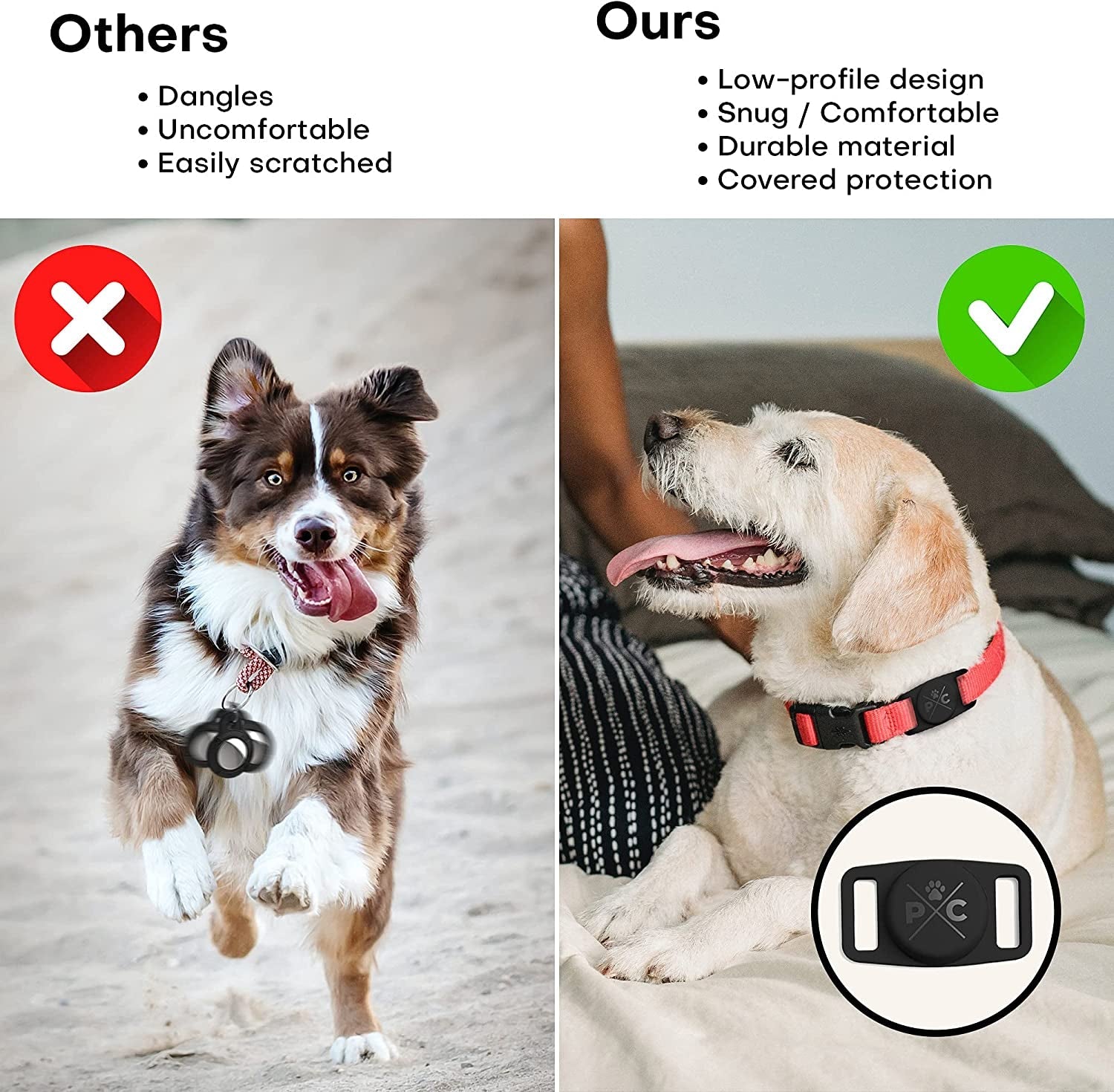 Airtag Dog Collar Holder, Extra-Durable, Lightweight, - BIG FRENCHIES