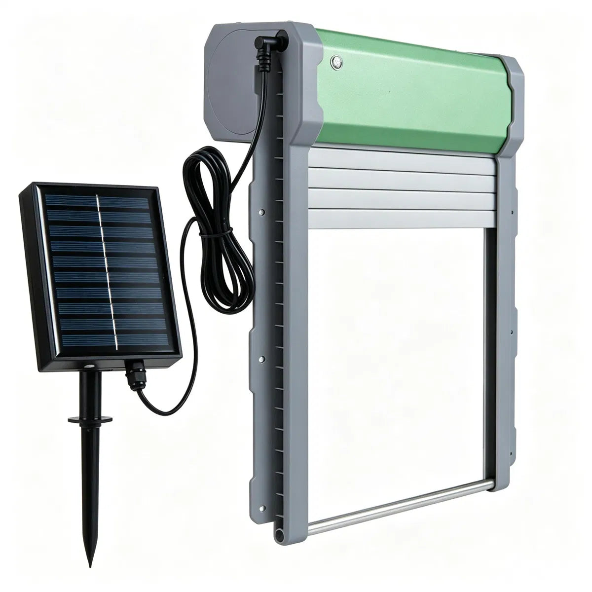 Solar Powered Automatic Chicken Coop Door with 4 Modes Light Sensor Timer Remote Control, Anti-Pinch Weatherproof Alumin