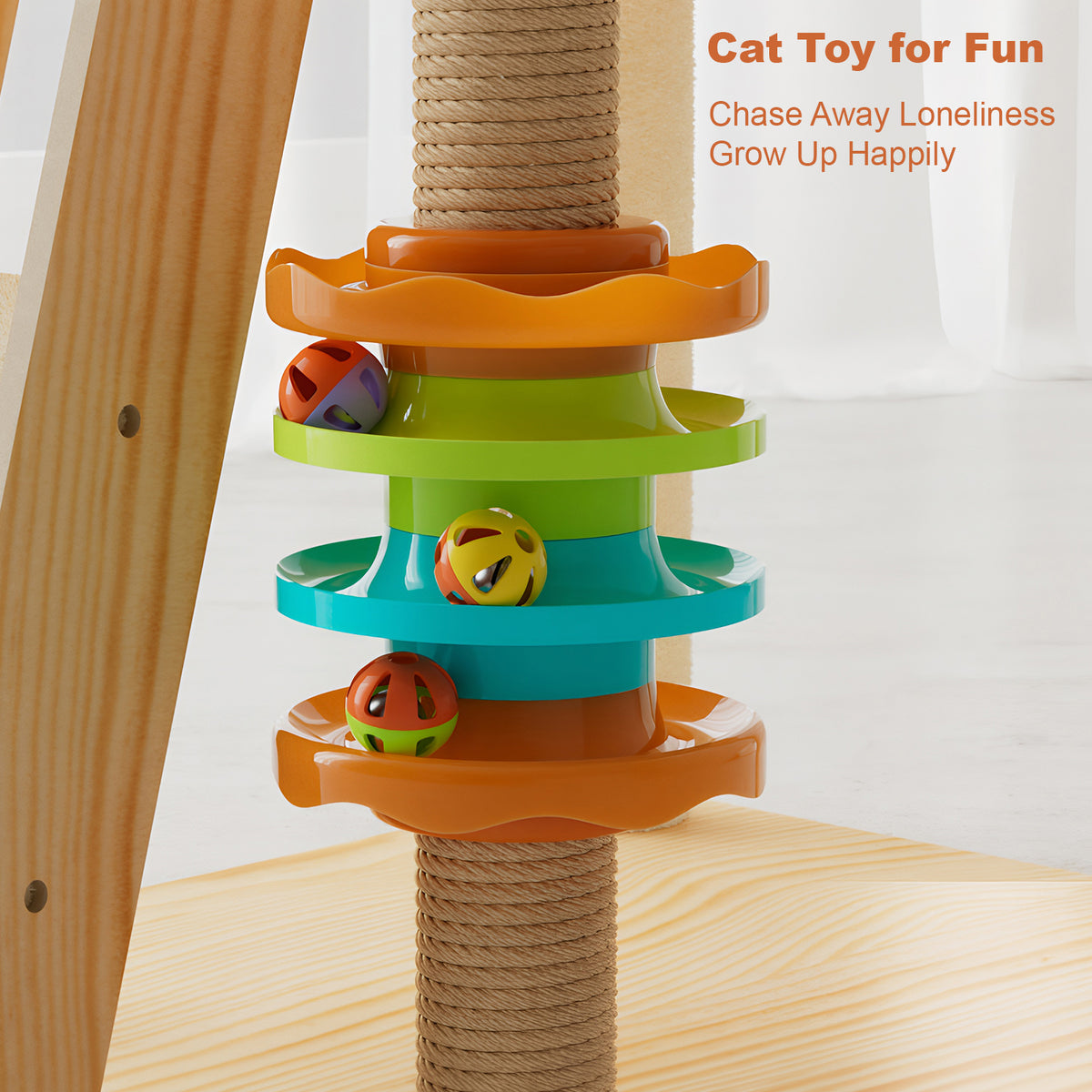 59" Modern Cat Tower, Wood Cat Tree Tower for Indoor Cats, Cat Treewith Sisal-Covered Scratching Posts and Top Perch, Ca
