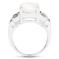 4.52 Carat Genuine Opal and Chrome Diopside .925 Sterling Silver Ring