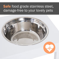 23" Wooden Heavy Duty Dog Food Bowls Pet Elevated Feeding Station -White