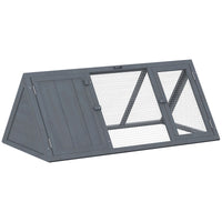 Rabbit Hutch, Wooden Guinea Pig Hutch with Run and Doors, Outdoor Triangle Bunny House for Rabbits,Duck and Chicken
