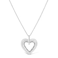 .925 Sterling Silver Prong-Set Diamond Accent Double Heart 18" Pendant Necklace (I-J Color, I1-I2 Clarity)