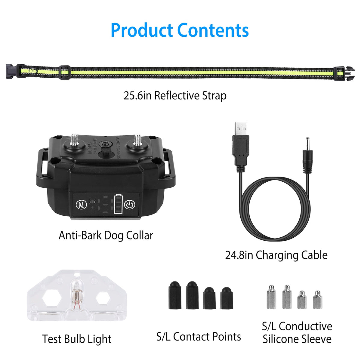 Dog Bark Collar Rechargeable Waterproof Beep Vibration Static Stimulation Bark Stopper Automatic Identification Collar W