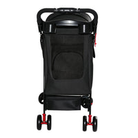Foldable Pet Stroller for Small Dogs and Cats Under 28 lbs with Multi-Functional Tray, 2 Safety Leashes, Storage Basket 