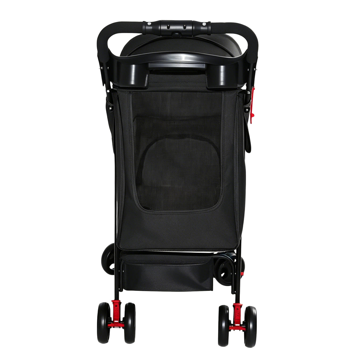 Foldable Pet Stroller for Small Dogs and Cats Under 28 lbs with Multi-Functional Tray, 2 Safety Leashes, Storage Basket 