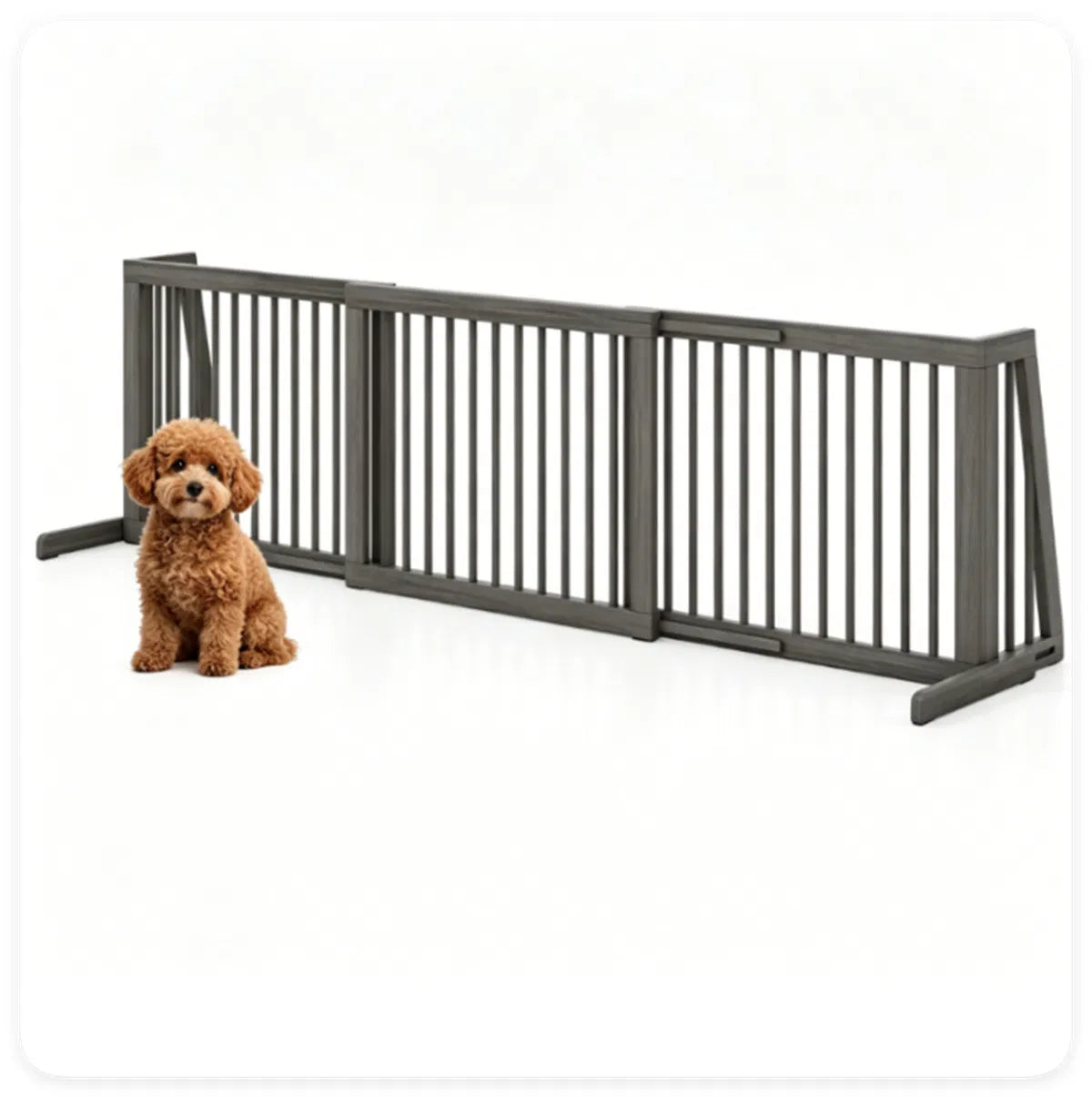 Adjustable Expandable Wooden Pet Gate 22 Inch Tall Freestanding Safety Fence, Gray Pine Wood Slide Dog Gate Easy Assembl