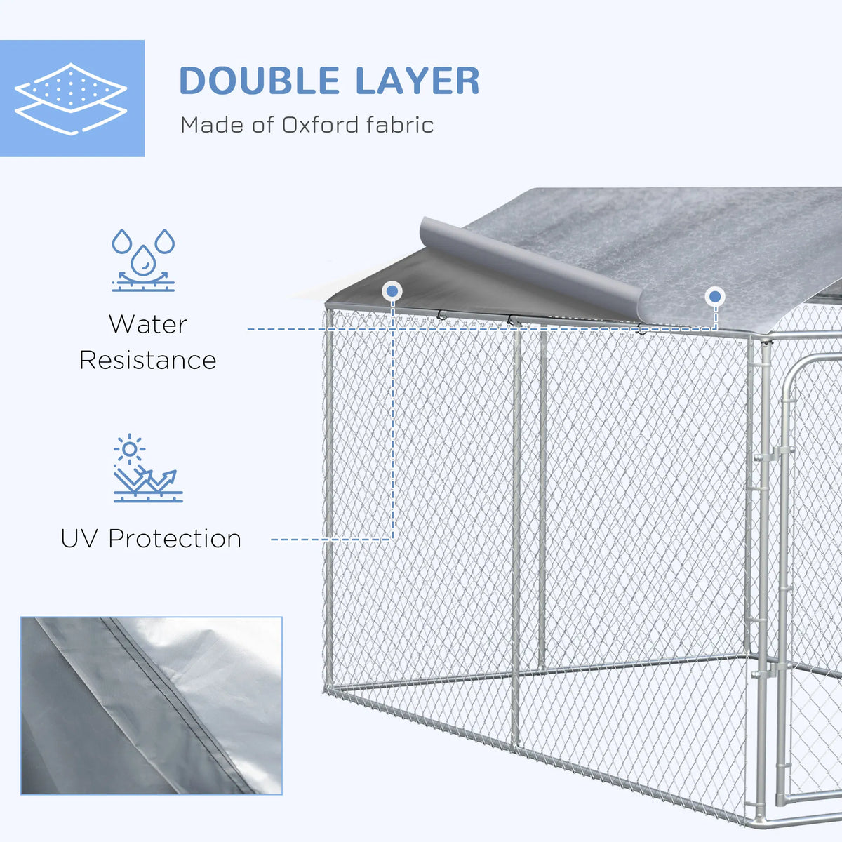 Dog Kennel Outdoor, Heavy Duty Playpen with Secure Lock, Cover, for Backyard & Patio, 13.1' x 7.5' x 7.5'