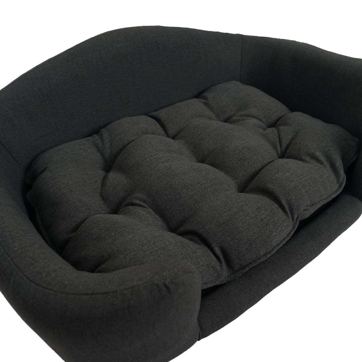 Elevated Dog Bed Frame for Small Dog, Fabric Pet Couch Bed with Rubber Wood Legs and Supportive Foam, Dark Gray, Easy As