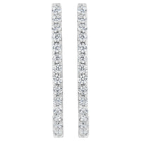 14K White Gold 2.0 Cttw Round Brilliant Cut Diamond Oblong Hinged Leverback Hoop Earrings (I-J Color, I1-I2 Clarity)