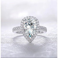 4CT Pear Diamond Veneer Cubic Zirconia halo 14K Gold Ring. 635R71421K